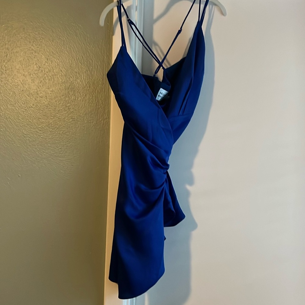 Hello Molly cobalt blue wrap mini dress NWT